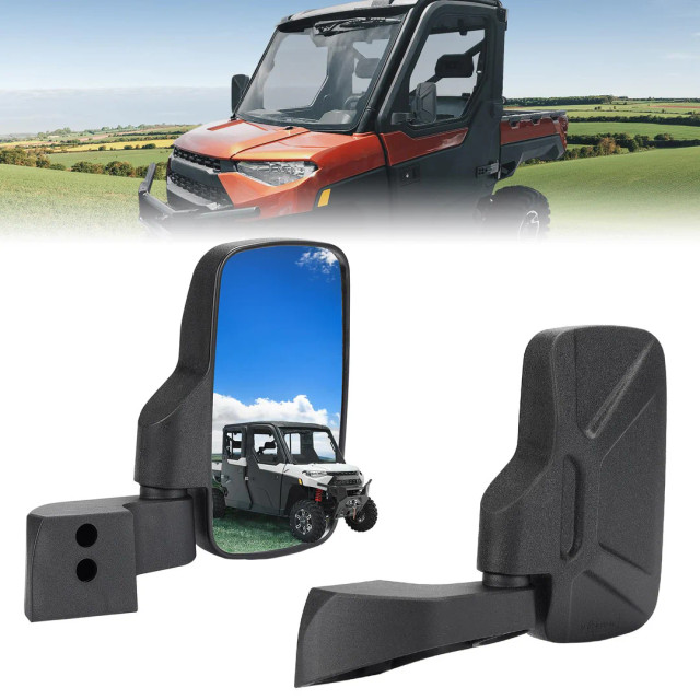 Polaris Ranger Hard Door Mounted Side View Mirrors Set - Image 3
