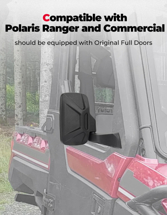 Polaris Ranger Hard Door Mounted Side View Mirrors Set - Image 5