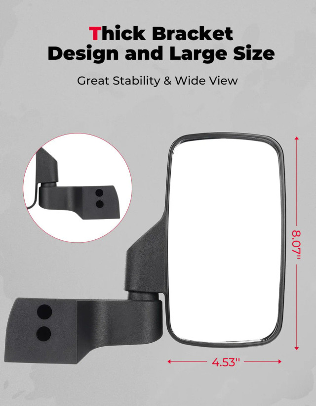 Polaris Ranger Hard Door Mounted Side View Mirrors Set - Image 7